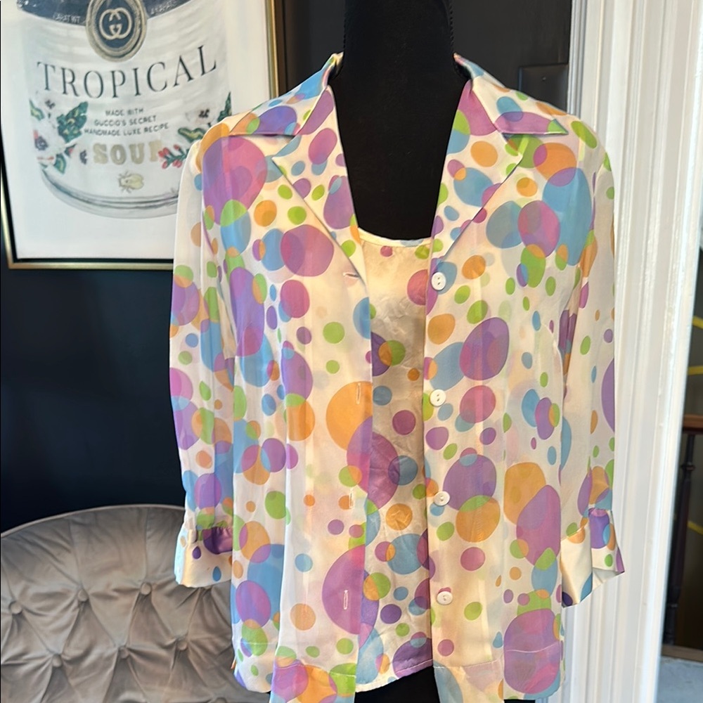 Colorful Bob Mackie Polka Dot Women's Top XS